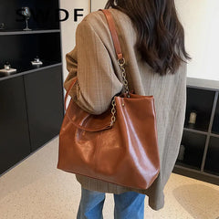 Large Soft Leather Shoulder Bag for Women