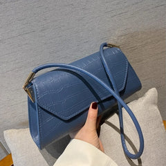 Women's Crocodile Leather Shoulder Bag French Pack Thin Handbag