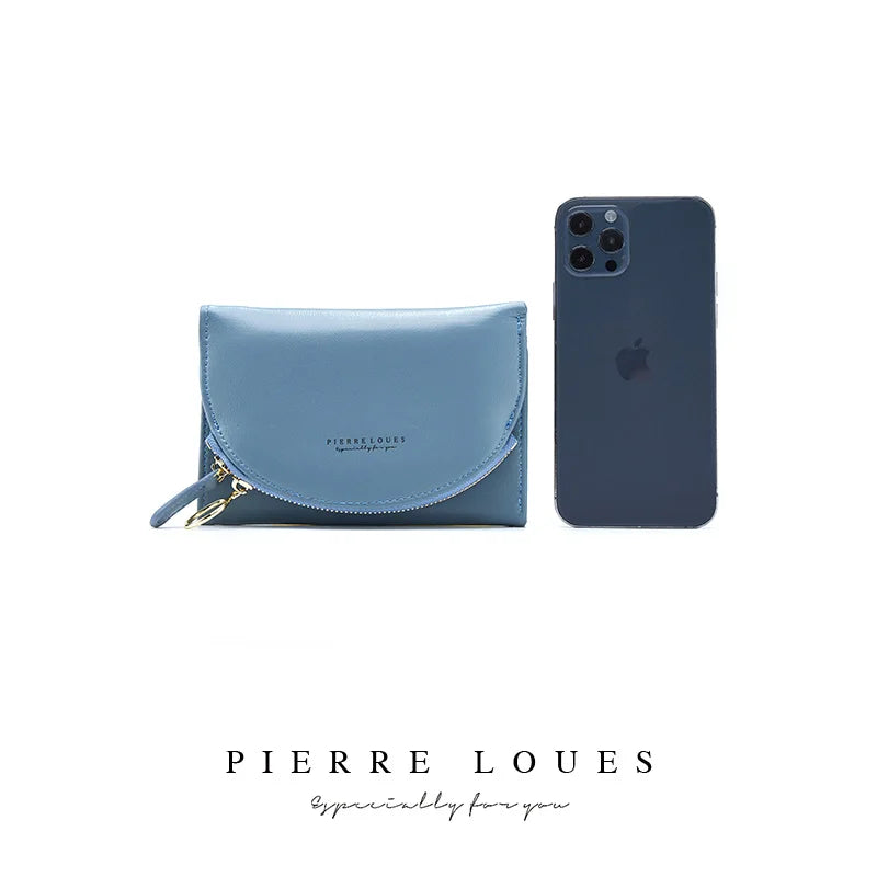 Ladies PU Leather Multifunctional Wallet with Zipper Buckle