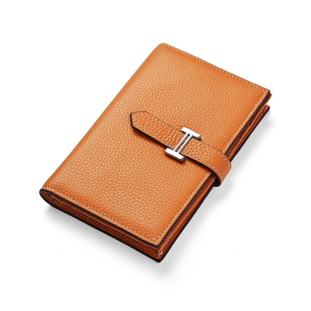 Women's Drawstring Wallet Long Leather Cosmetic Bag