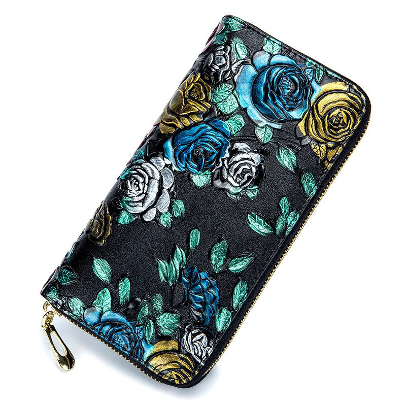 Genuine Leather Ladies Wallet Cosmetic Bag Purse Handbag
