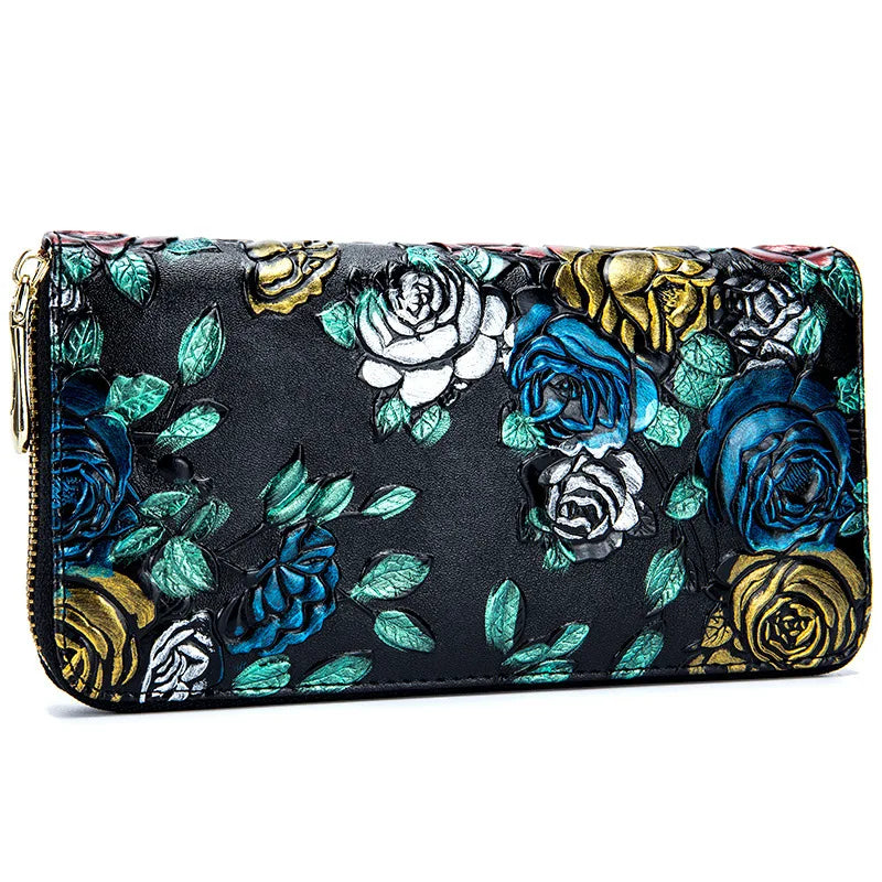 Genuine Leather Ladies Wallet Cosmetic Bag Purse Handbag