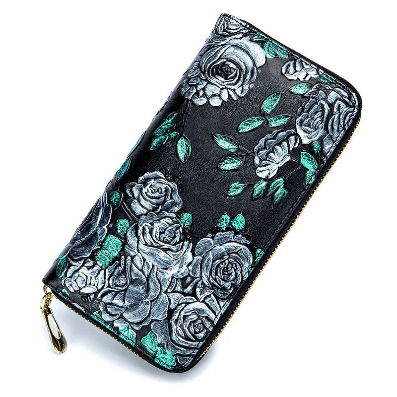 Genuine Leather Ladies Wallet Cosmetic Bag Purse Handbag