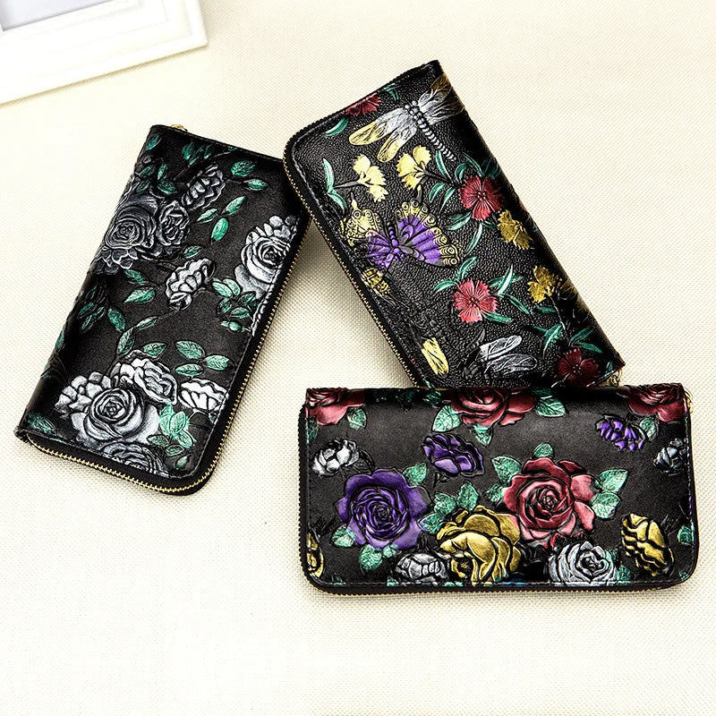 Genuine Leather Ladies Wallet Cosmetic Bag Purse Handbag