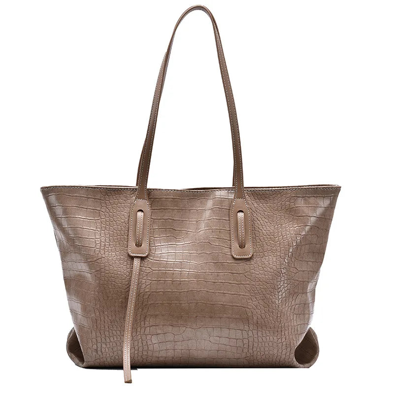 Women's Large Capacity Tote Bag Striped Shoulder Shopping Bag