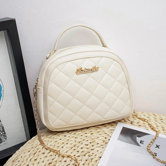 Ladies Rhombus Zipper Messenger Bag with Shoulder Strap