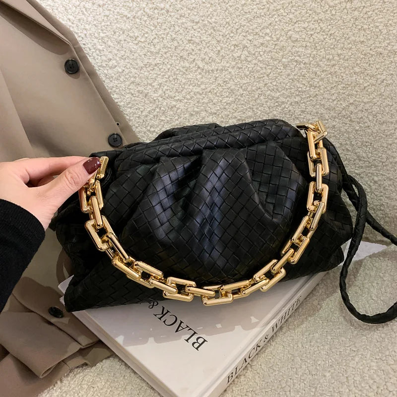 Ladies Thick Chain Messenger Handbag Casual Shoulder Bag
