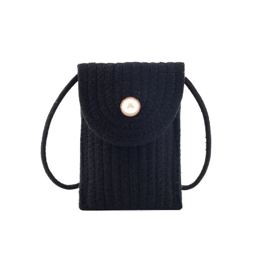 Women's Cotton Linen Shoulder Bag Mini Portable Messenger Phone Bag