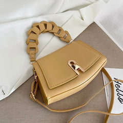 Retro Woven Lock Buckle Shoulder Handbag with Detachable Strap