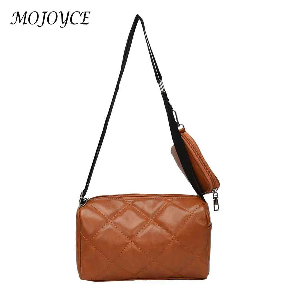 Women's Shoulder Bag with Small Purse, Diamond Lattice Design