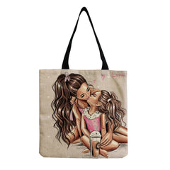 Foldable Travel Beach Bag Tote Portable Reusable Handbag Cartoon Mama Print