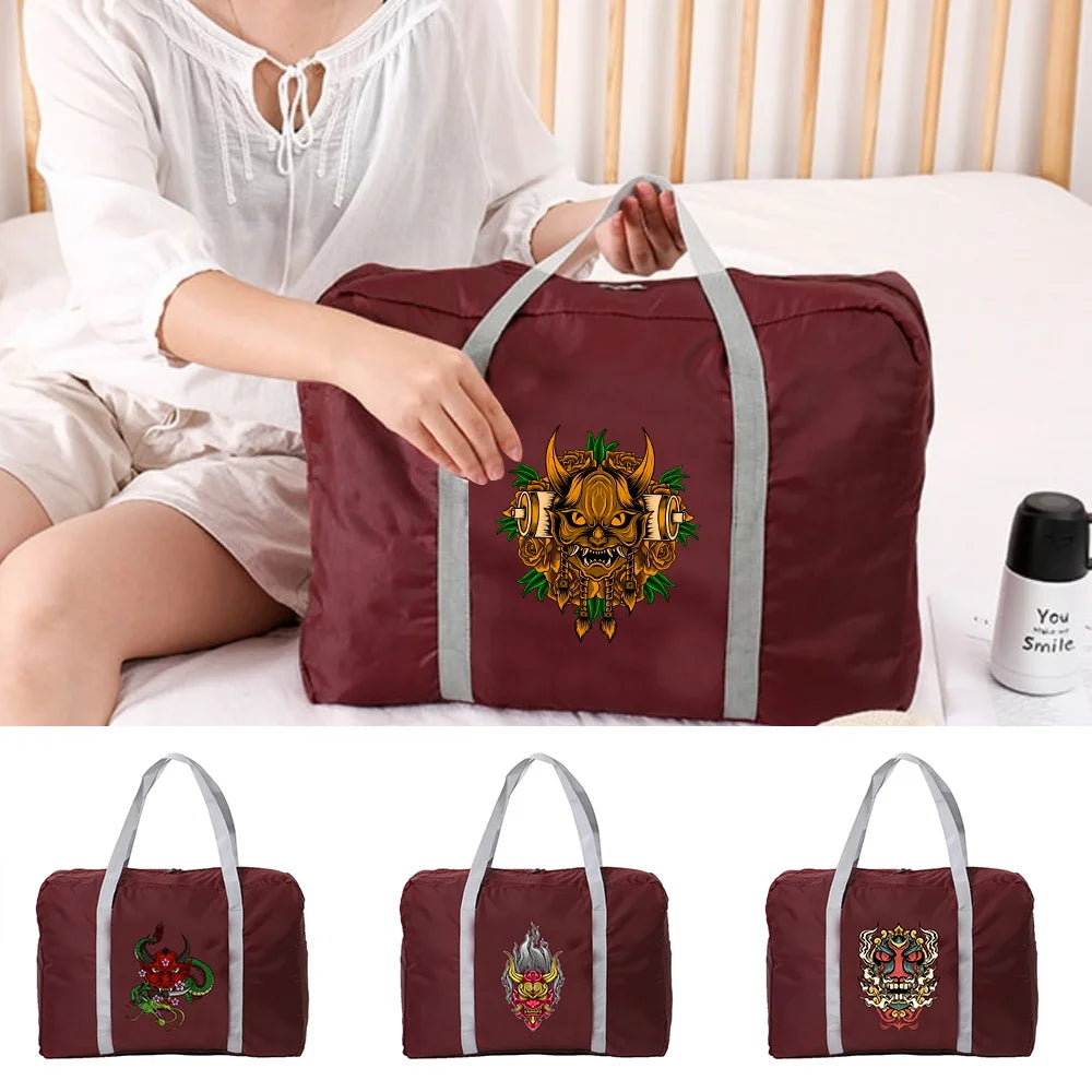 Foldable Travel Bag Hand-held Large-capacity Luggage Monster Print