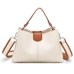 Green Leather Shoulder Bag Short Handles Women's Handbag Large Capacity