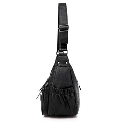Women's Multilayer Zipper Crossbody Bag Soft Leather Shoulder Handbag