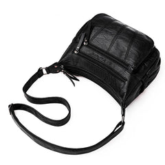 Women's Multilayer Zipper Crossbody Bag Soft Leather Shoulder Handbag