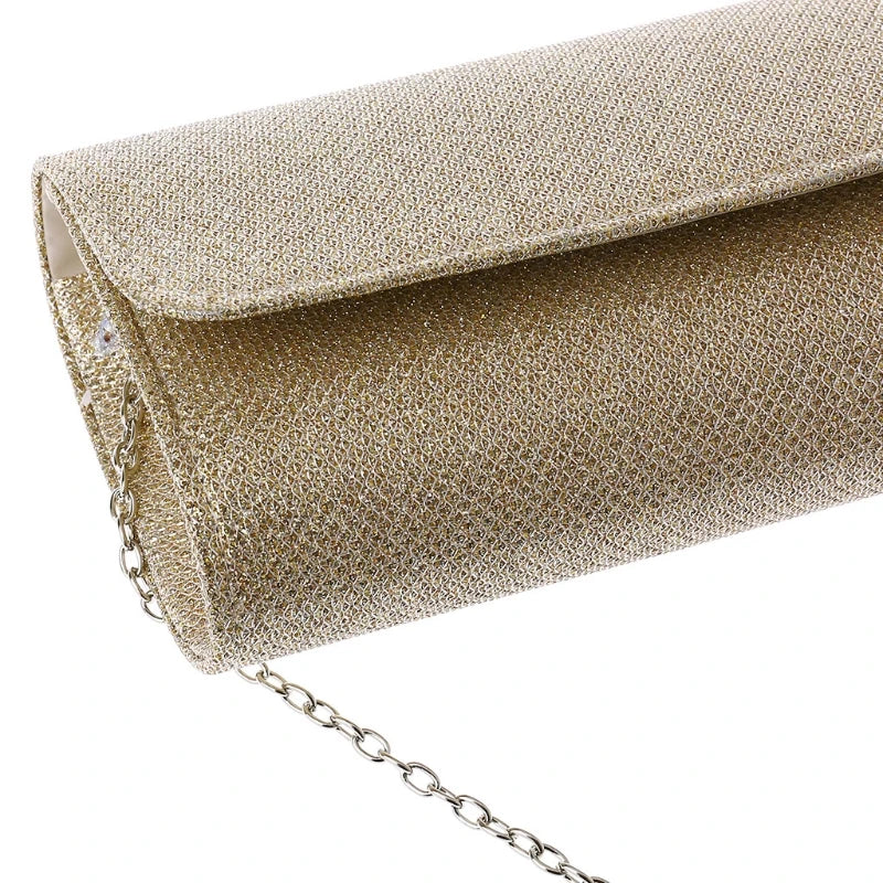 Silver Envelope Evening Party Clutch Crossbody Bag