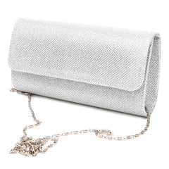 Silver Envelope Evening Party Clutch Crossbody Bag