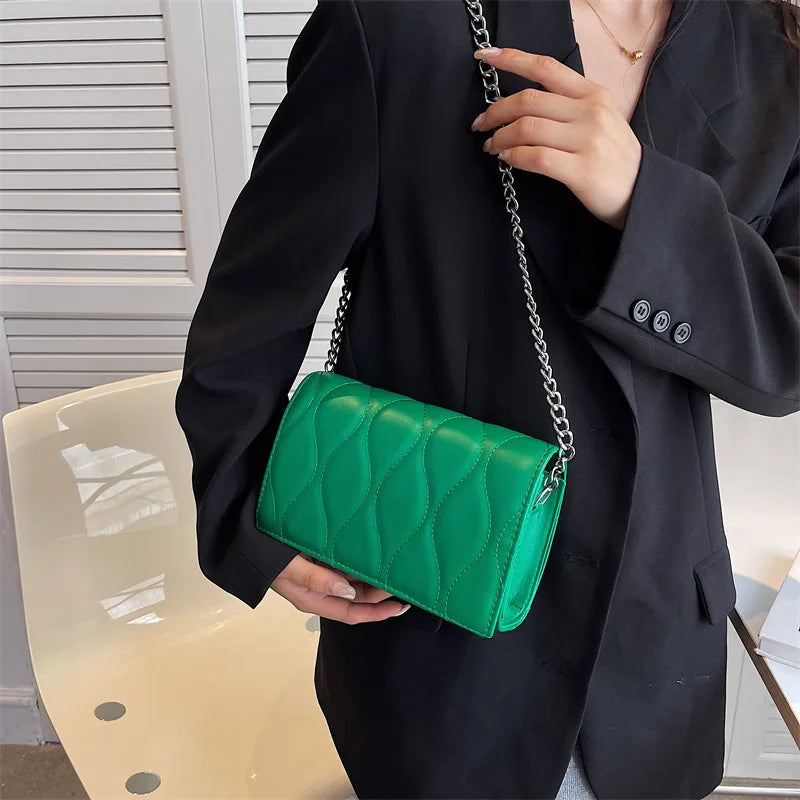 Women's PU Leather Chain Shoulder Bag Solid Messenger Female Bags