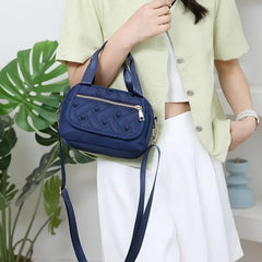 Vintage Canvas Checker Crossbody Shoulder Bag Women Large Capacity