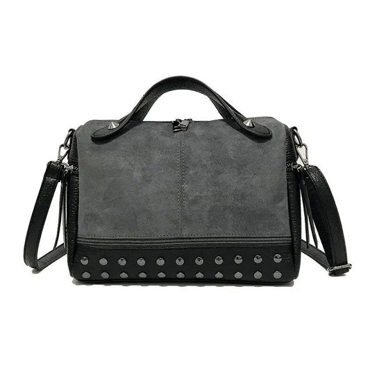 Women's Large Rivet Messenger Bag Nubuck Pu Leather Handbag