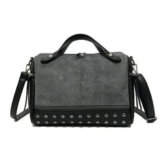 Women's Large Rivet Messenger Bag Nubuck Pu Leather Handbag