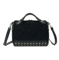 Women's Large Rivet Messenger Bag Nubuck Pu Leather Handbag