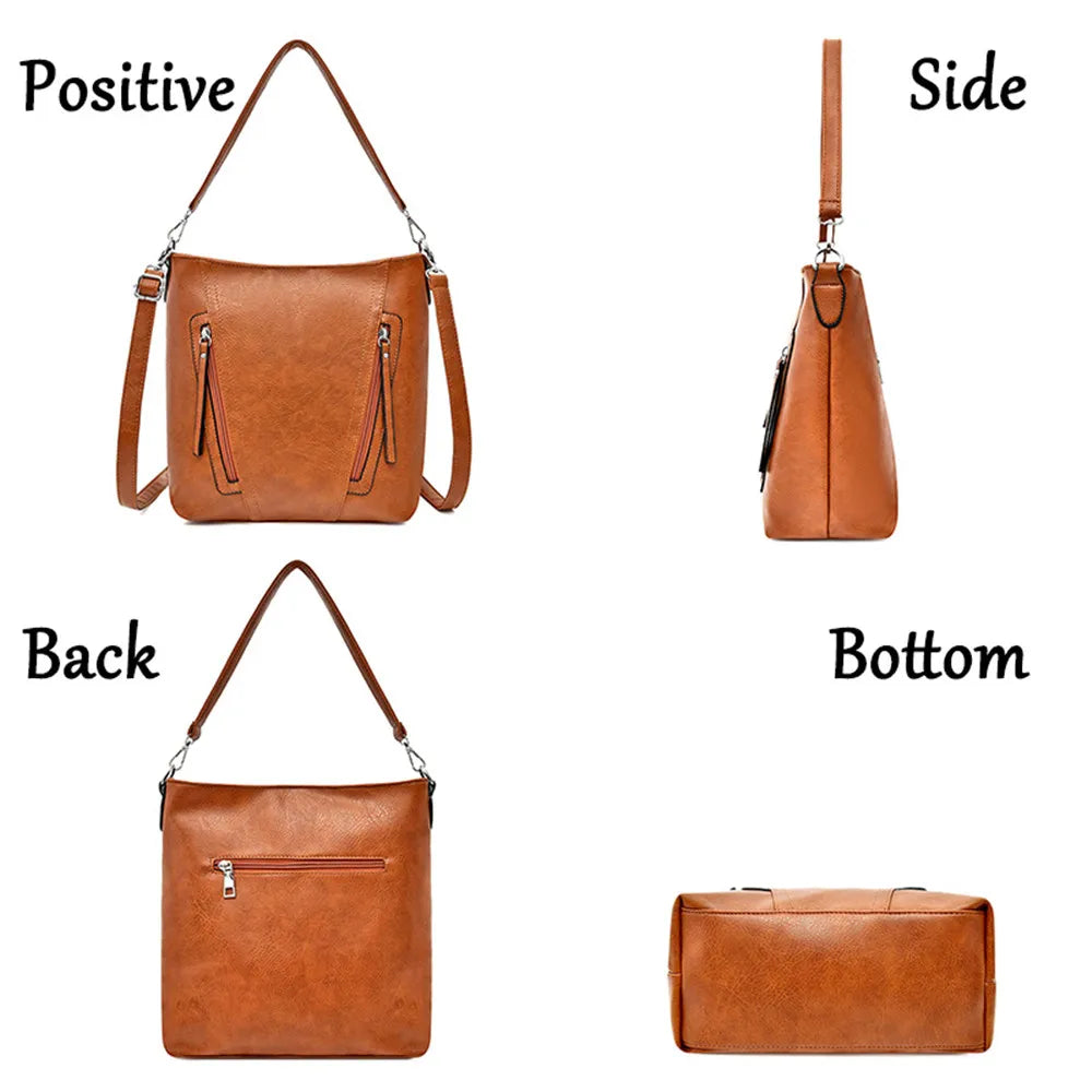 Fashionable Large Leather Shoulder Bag