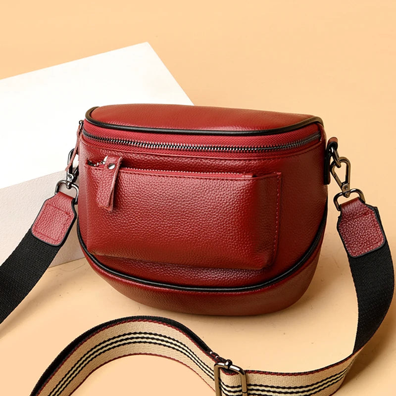 Women's High-End Leather Handbag Large Capacity Travel Bag
