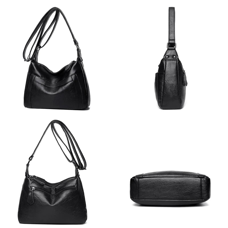 Women's Leather Shoulder Crossbody Bags Large Capacity Messenger Bag