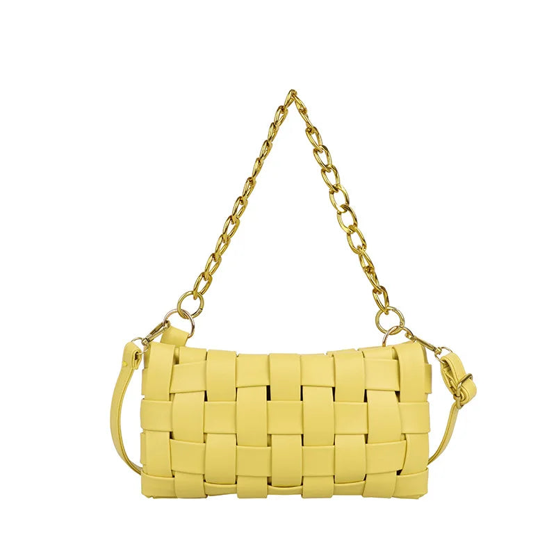 Woven Leather Shoulder Bag Crossbody Purse Small Handbag