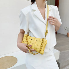 Woven Leather Shoulder Bag Crossbody Purse Small Handbag