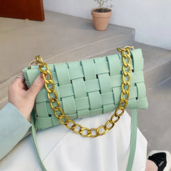 Woven Leather Shoulder Bag Crossbody Purse Small Handbag