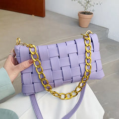 Woven Leather Shoulder Bag Crossbody Purse Small Handbag