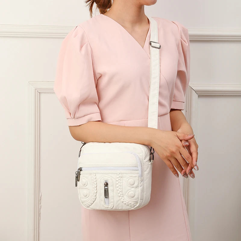 Women's PU Leather Messenger Bag Small Shoulder Phone Bag
