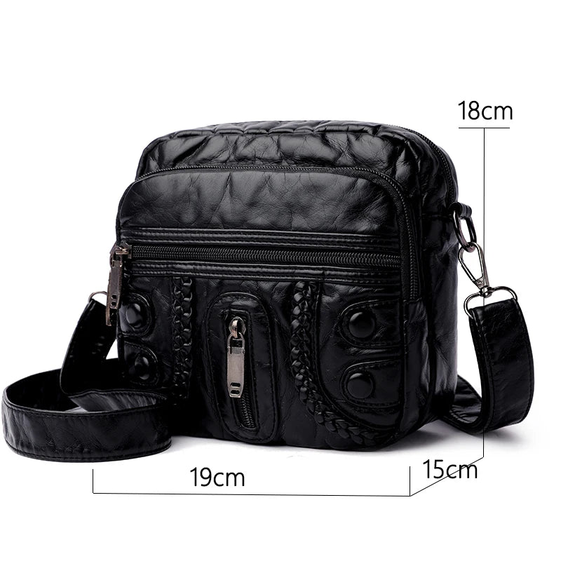 Women's PU Leather Messenger Bag Small Shoulder Phone Bag