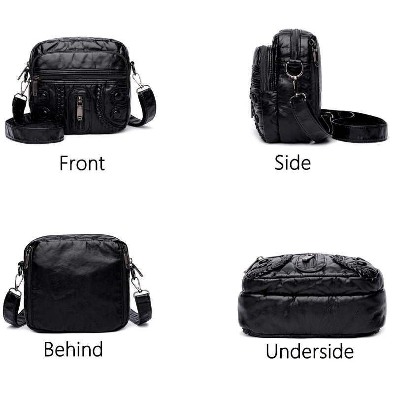 Women's PU Leather Messenger Bag Small Shoulder Phone Bag