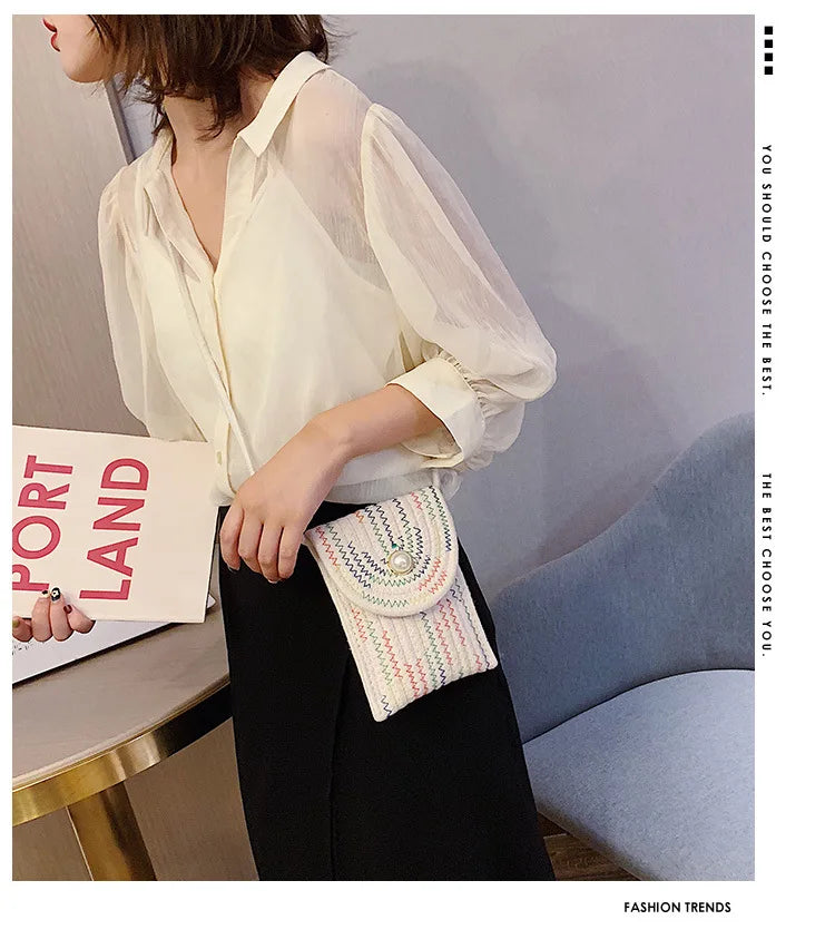 Women's Mini Cotton Shoulder Messenger Phone Bag
