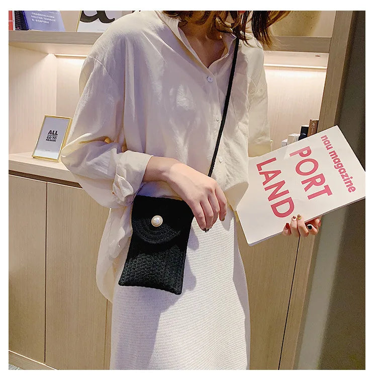 Women's Mini Cotton Shoulder Messenger Phone Bag
