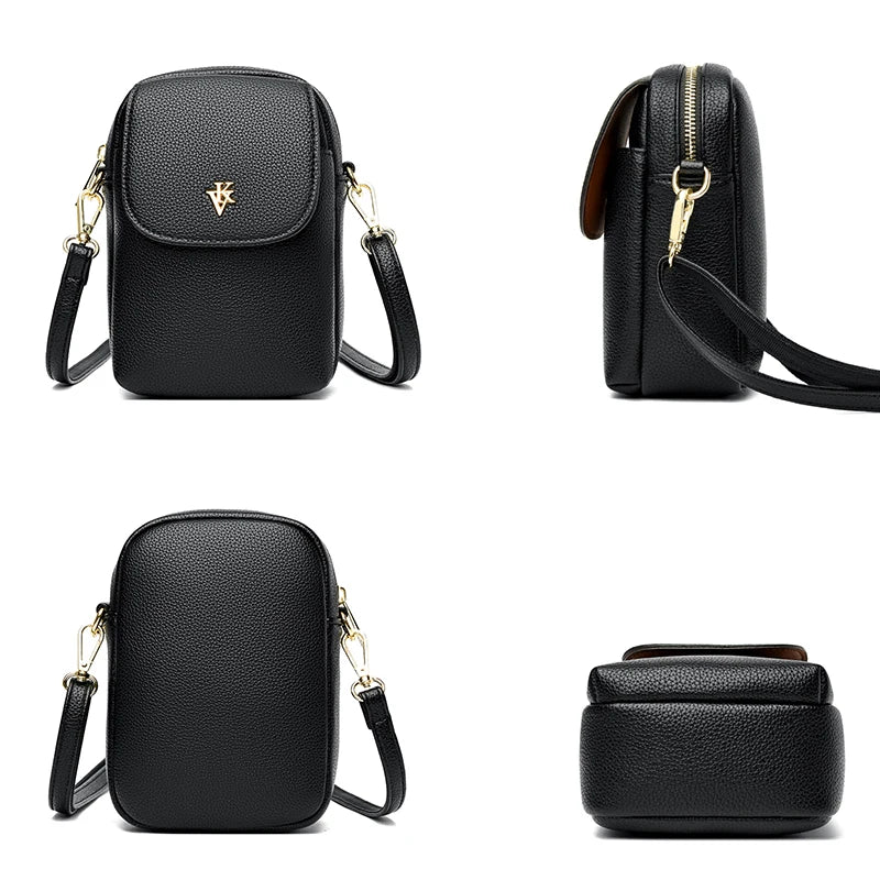 Ladies Mini Shoulder Bag PU Leather Casual Messenger Bag Female Mobile Phone Bag