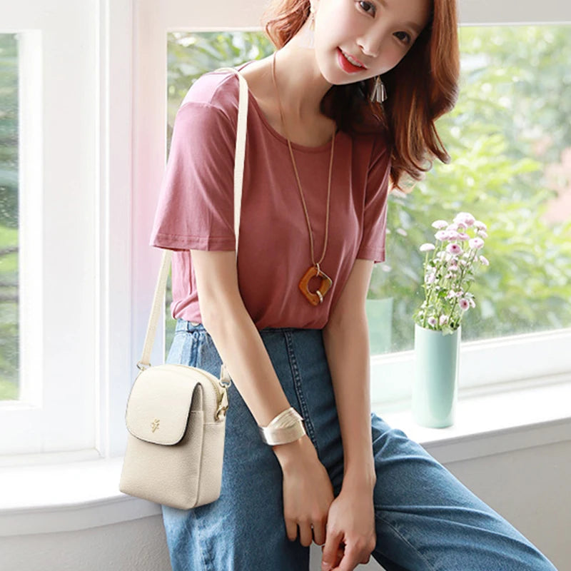 Ladies Mini Shoulder Bag PU Leather Casual Messenger Bag Female Mobile Phone Bag