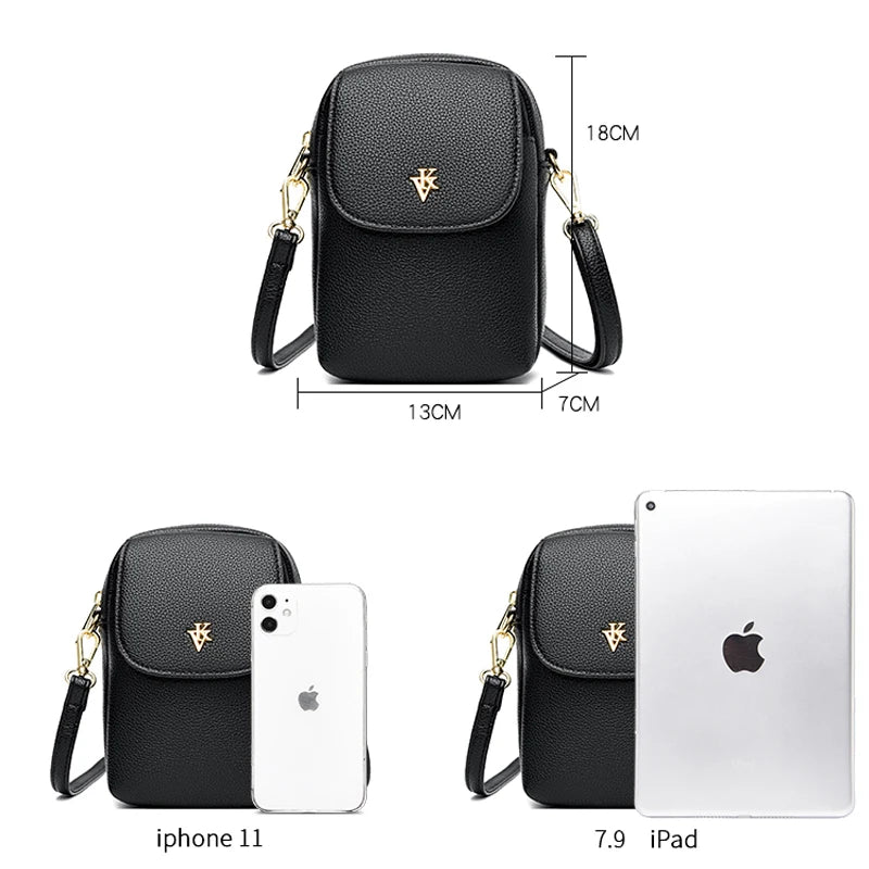 Ladies Mini Shoulder Bag PU Leather Casual Messenger Bag Female Mobile Phone Bag