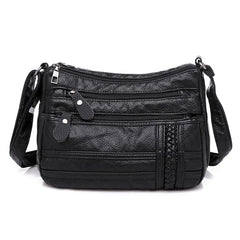 Women's Multi-pocket Messenger Bag Soft PU Leather Shoulder Bag