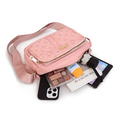 Embroidered Thread Rhombus Messenger Bag Large-capacity Plaid Shoulder Handbag