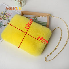 Faux Fur Messenger Bag Chain Plush Purse