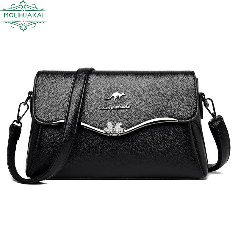 Women's PU Leather Handbag Double Shoulder Strap Single Shoulder Bag