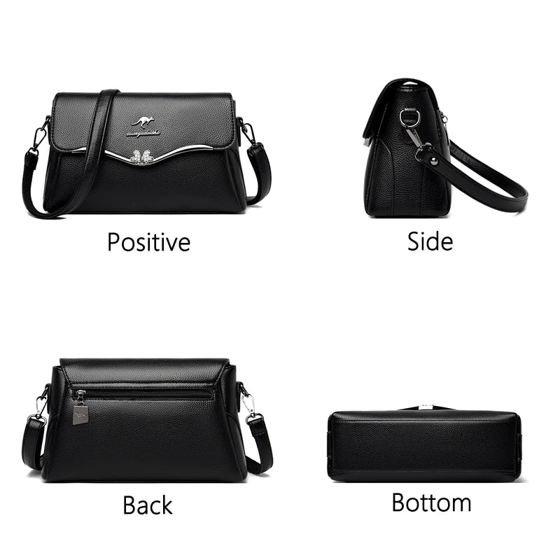 Women's PU Leather Handbag Double Shoulder Strap Single Shoulder Bag