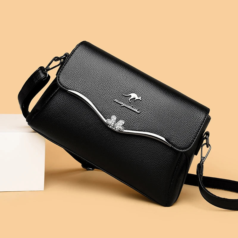 Women's PU Leather Handbag Double Shoulder Strap Single Shoulder Bag