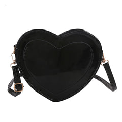 Small Peach Heart Shape Shoulder Bag PU Leather Crossbody Messenger Bag