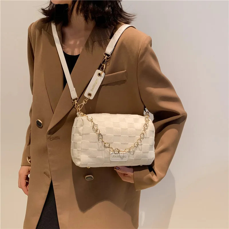 Ladies Pillow Chain Leather Shoulder Bag Women's Crossbody Bag