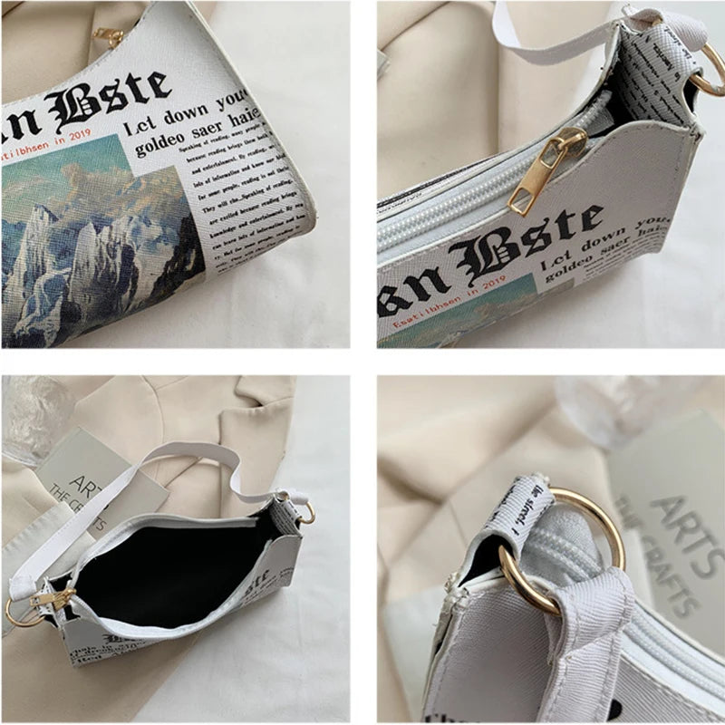 Women's PU Leather Shoulder Bag with Summer Printing